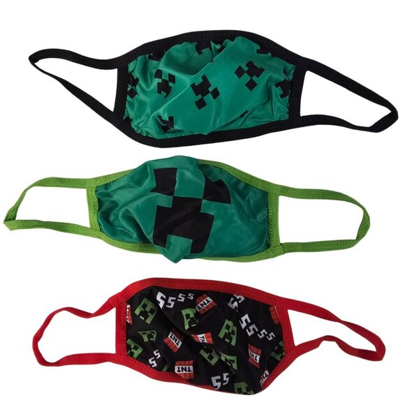 Minecraft Kids Face Masks 3 Pack Reusable Washable Polyester Cotton Children NEW - Picture 2 of 11